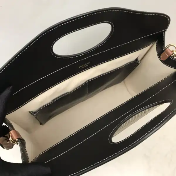 BURBERRY Medium Two-tone Canvas and Leather Pocket Tote 0124