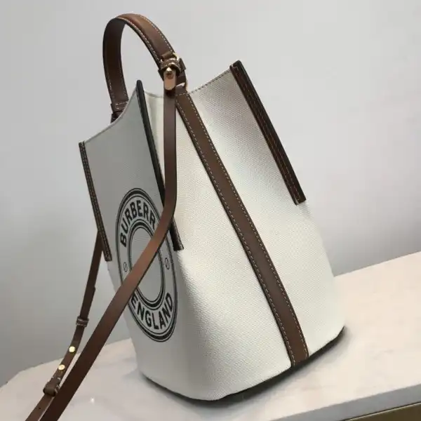 BURBERRY Small Logo Graphic Cotton Canvas Peggy Bucket Bag 0124