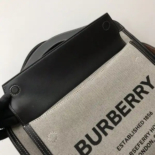 BURBERRY Medium Two-tone Canvas and Leather Pocket Tote 0124