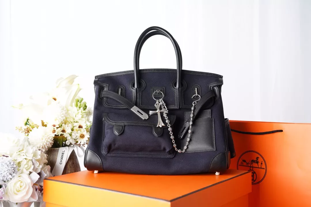 HOT SALE HERMES Cargo Birkin Bag Canvas and Swift 35 0115