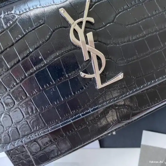 CROCODILE-EMBOSSED SUNSET YSL IN LEATHER SHINY 0212