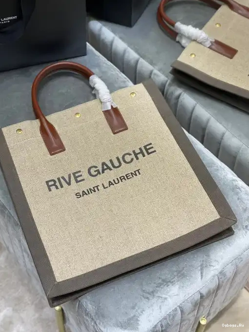 YSL LINEN RIVE N IN GAUCHE BAG AND S SHOPPING COTTON 0215