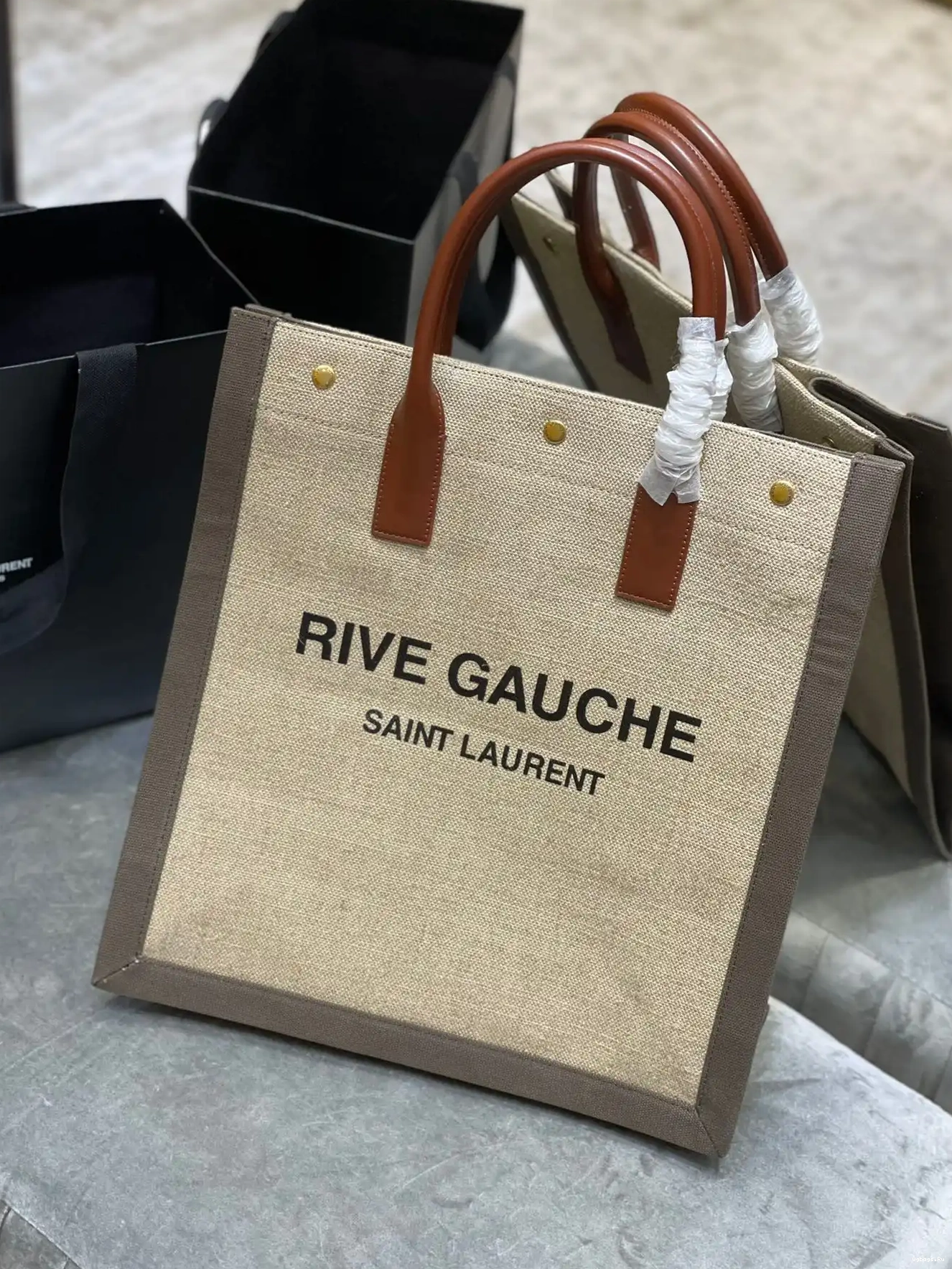 AND BAG RIVE IN LINEN GAUCHE YSL S N SHOPPING COTTON 0219