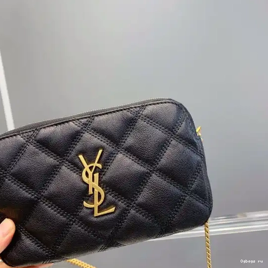 LAMBSKIN POUCH DOUBLE-ZIP YSL BECKY IN QUILTED 0211